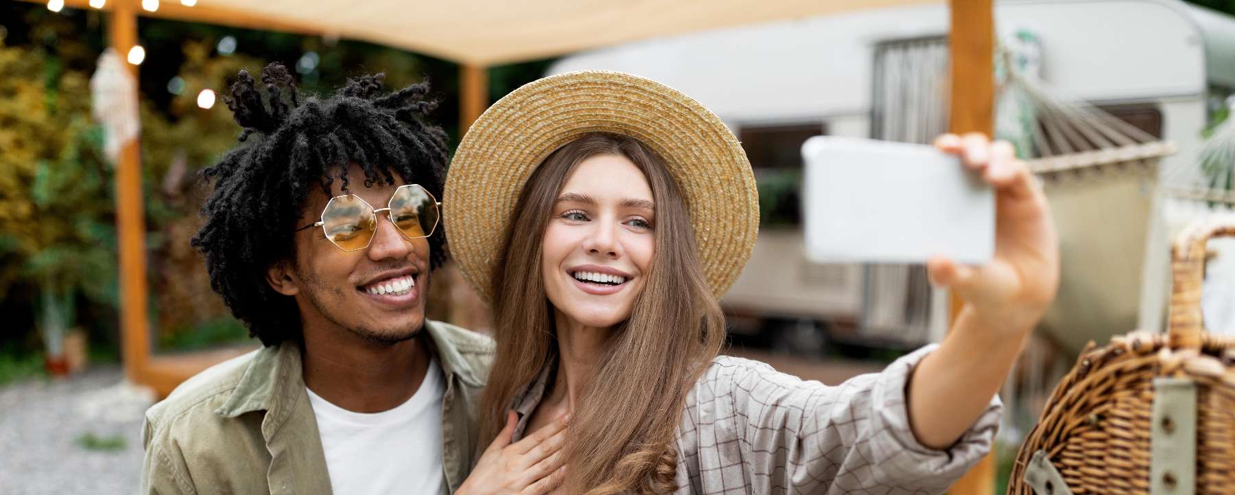 man and woman taking a selfie in irvine